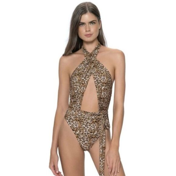 NWT PQ Swim Alex Leopard one piece Sz Medium - Picture 1 of 5